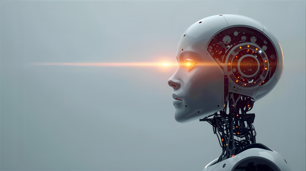 conceptual image representing artificial intelligence becoming self aware and conscious