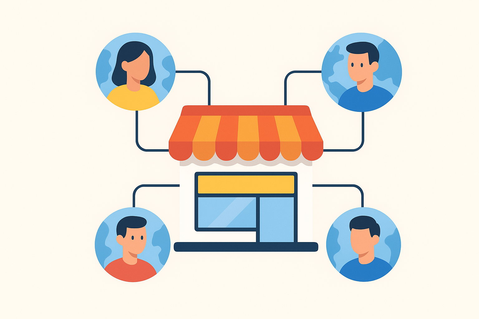 Digital storefront representing global online presence