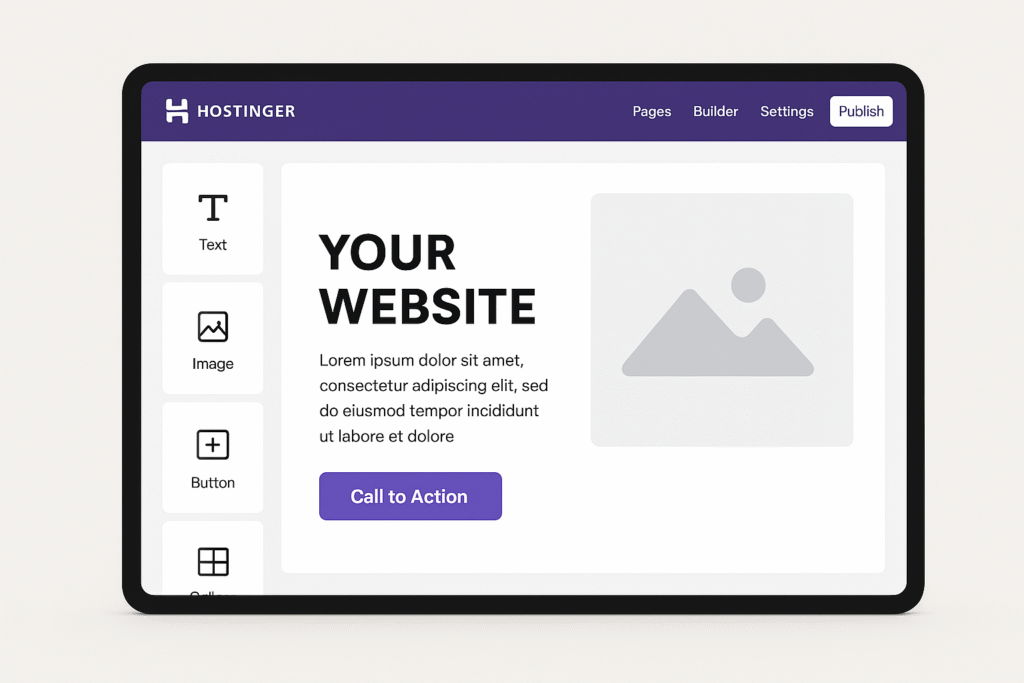 Hostinger drag-and-drop website builder interface