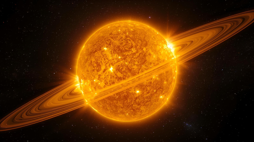 Artistic visualization of swirling solar polar vortices around the Sun’s poles with glowing magnetic field lines