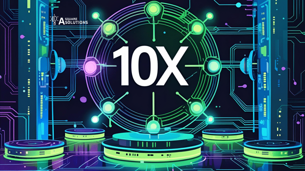 Quantum computer chip illustrating 10× efficiency boost