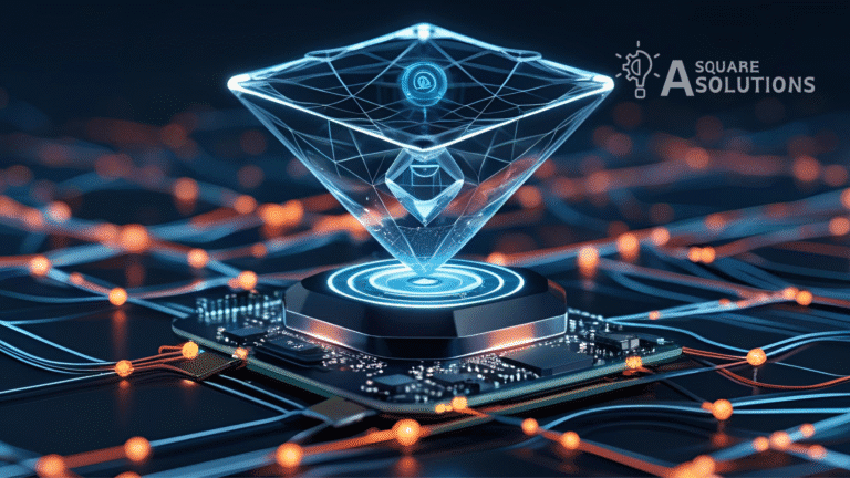 Quantum computer illustration showing qubits and superposition