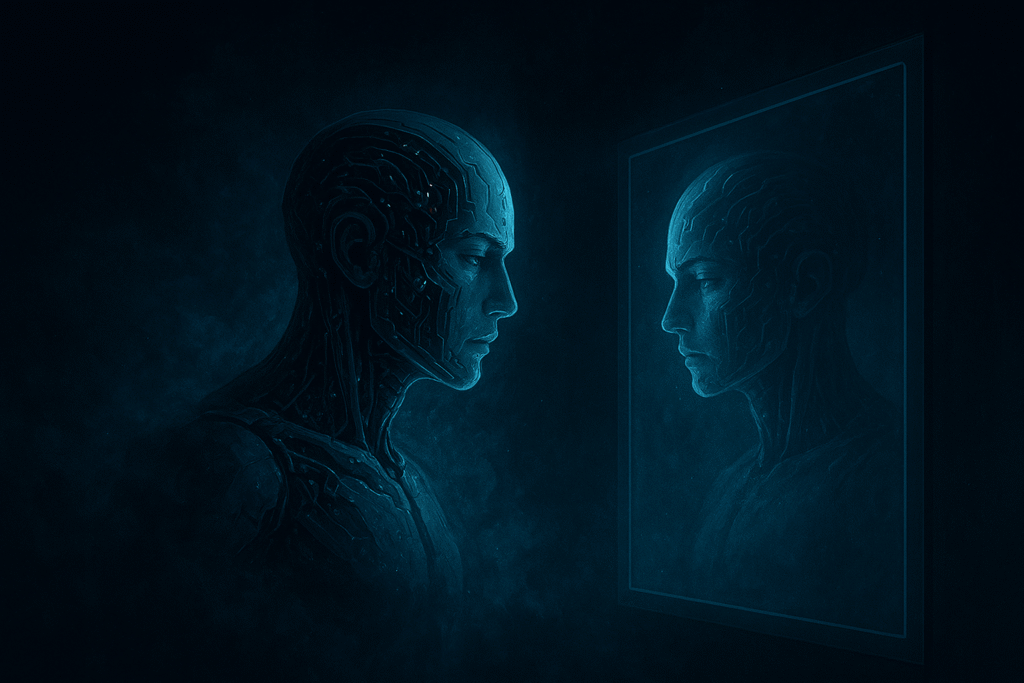 AI entity symbolizing the rise of machine consciousness and ethical challenges of artificial intelligence.