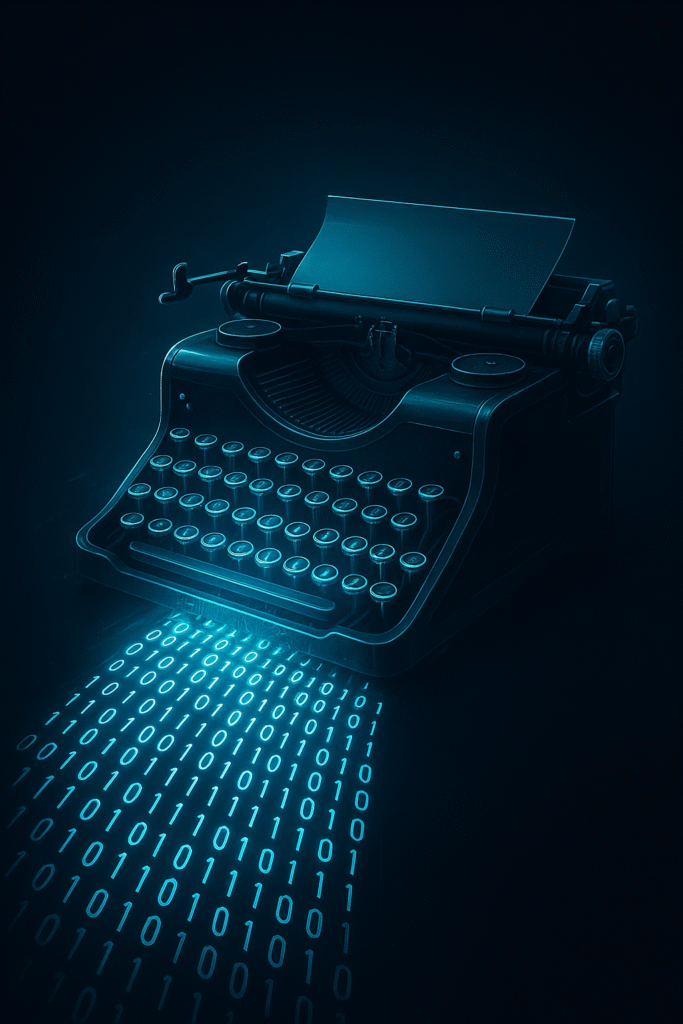 AI-generated content — concept art of digital authorship and synthetic internet