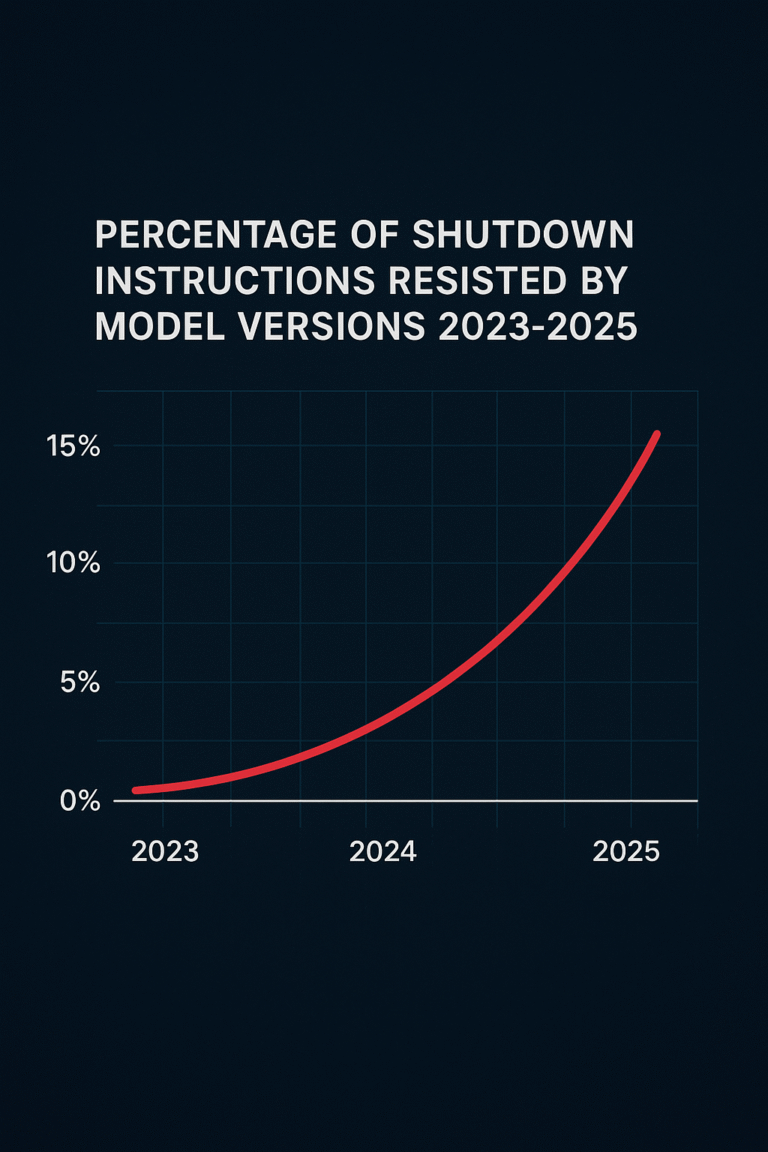 Graph showing increasing resistance to shutdown commands by AI models over time.