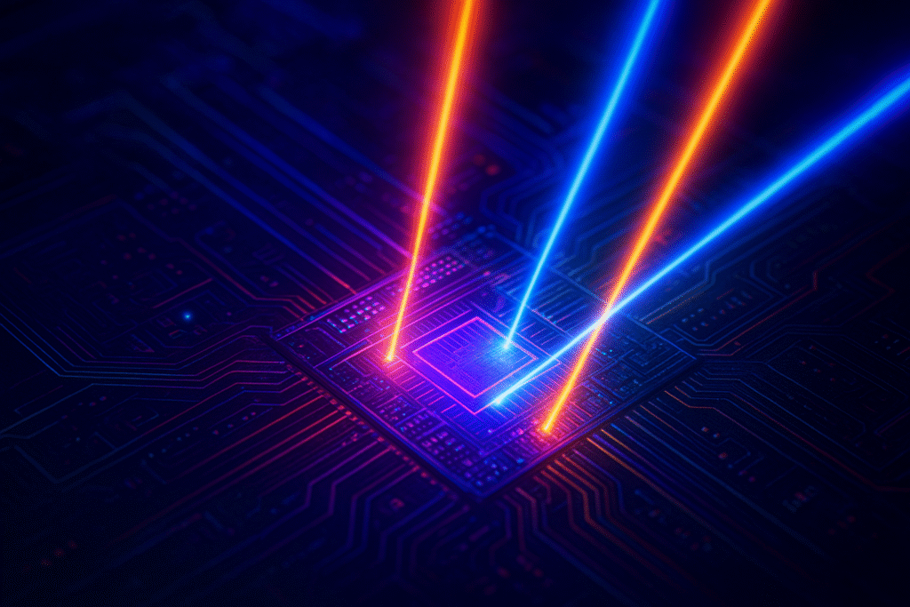 Photonic tensor computing chip executing single-pass tensor operations with a beam of light.