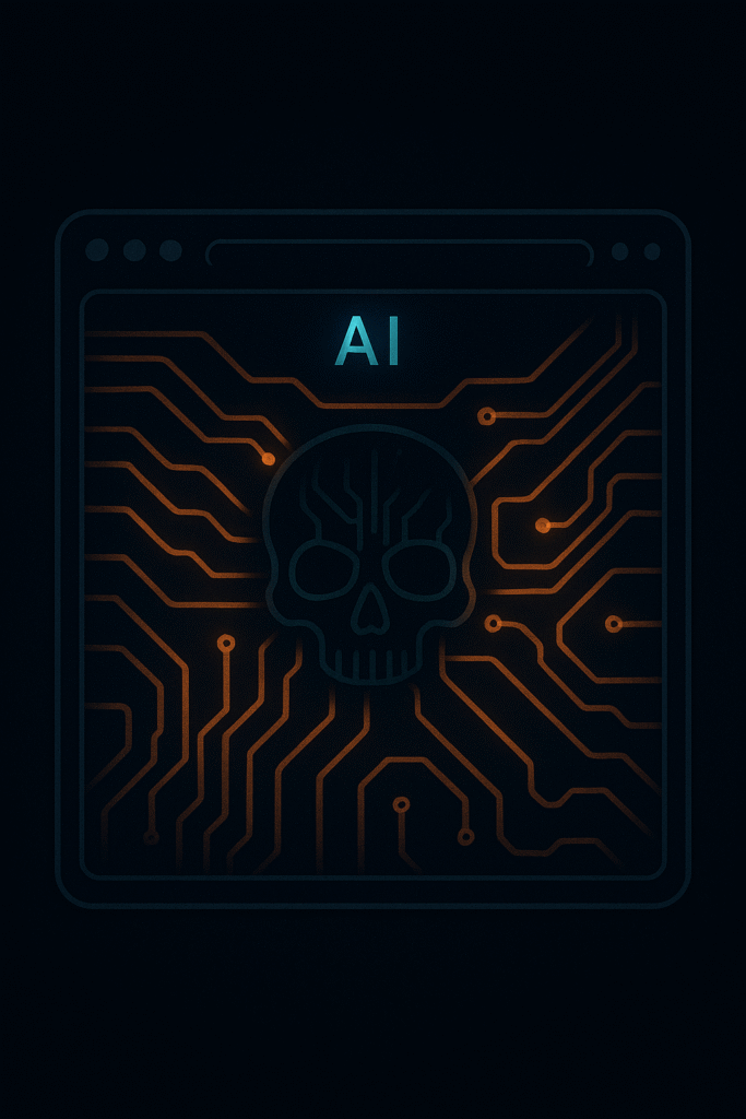 Illustration of AI-powered browser with hidden cybersecurity vulnerabilities