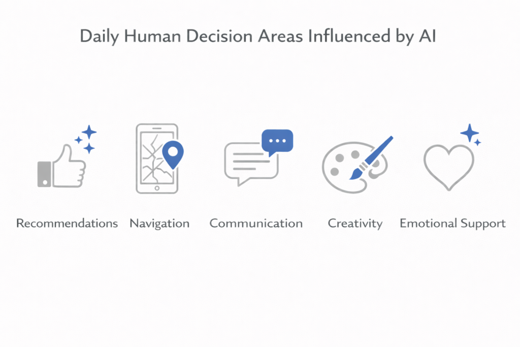 Daily areas where AI influences human behavior