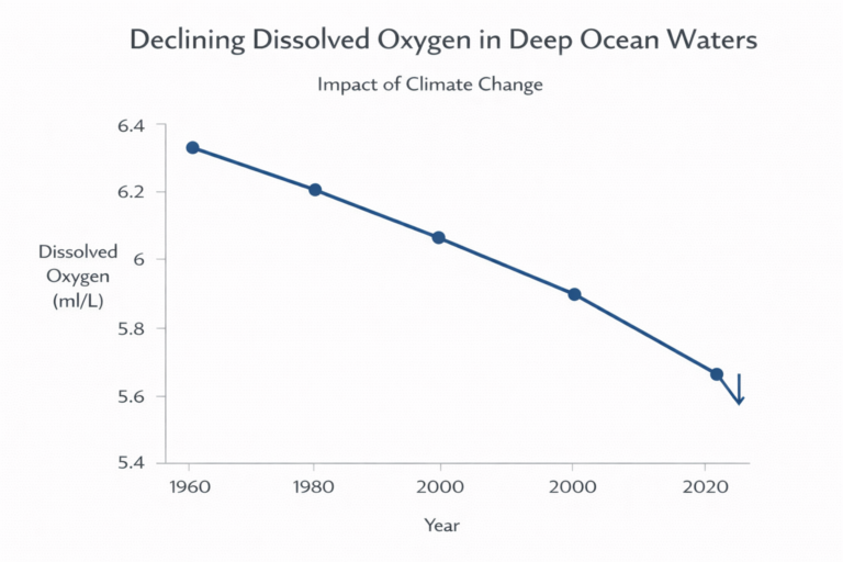 Graph showing long-term oxygen loss in deep ocean ecosystems