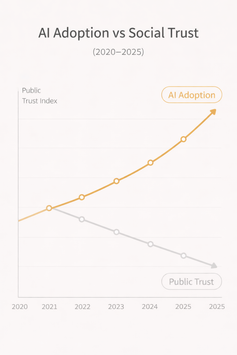 AI adoption increased faster than social trust between 2020 and 2025