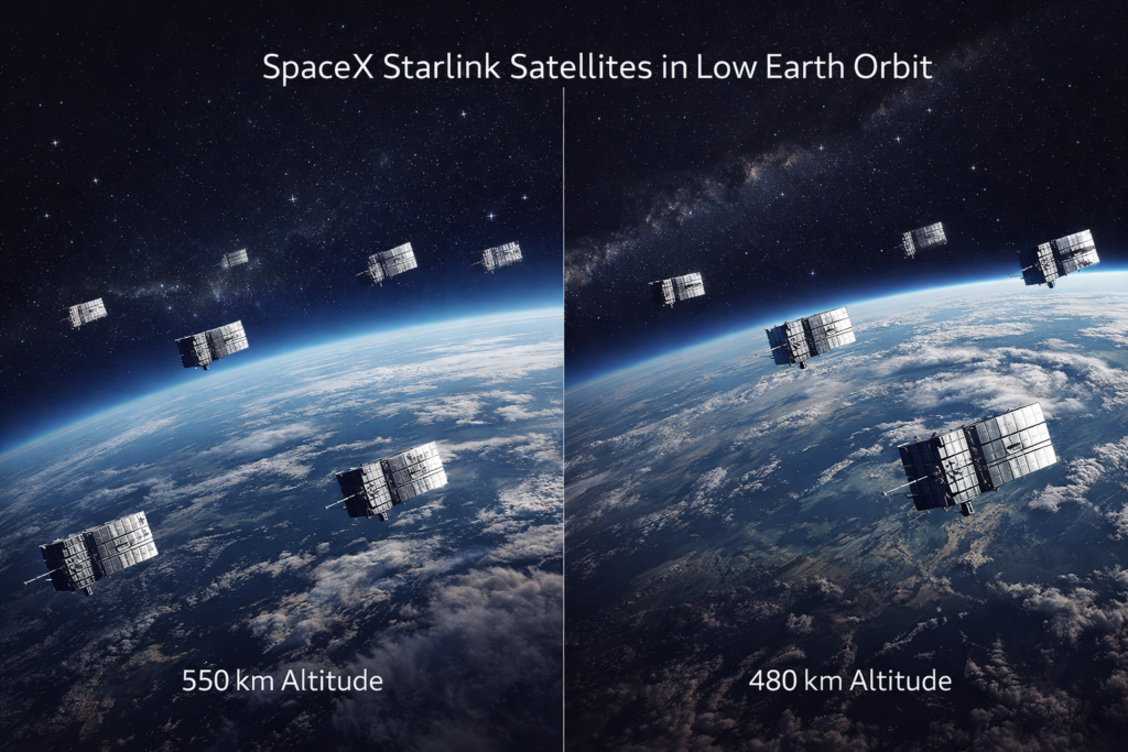 starlink satellite orbit safety and lower earth orbit plan