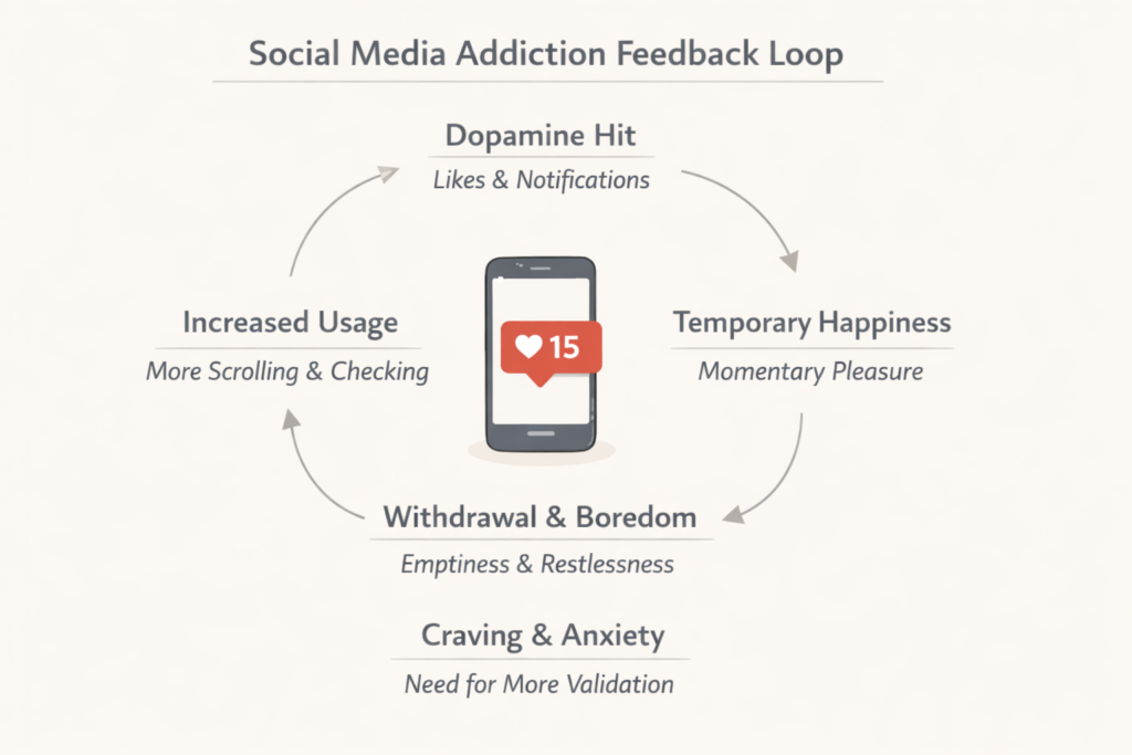 Diagram showing feedback loop between user engagement and algorithm recommendations