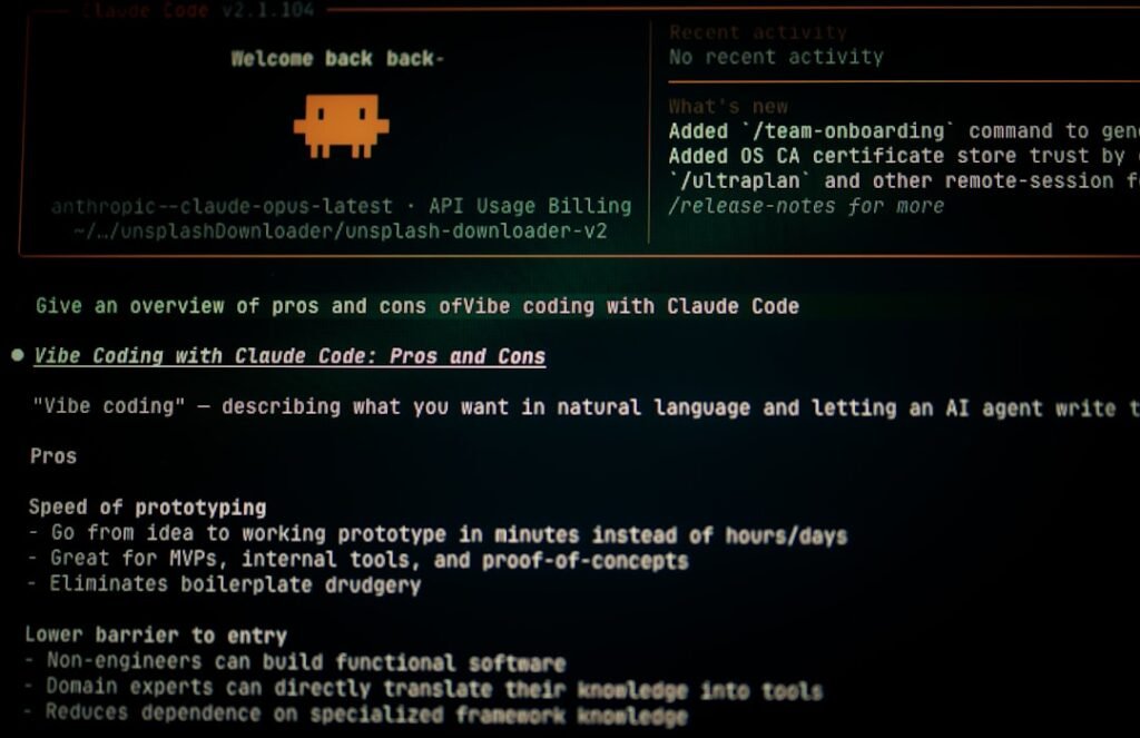Open Source AI Coding: A developer working on a laptop with code on screen, representing local AI execution.