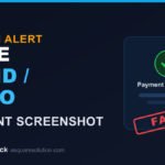 Warning graphic showing a fake PayID payment screenshot used in a scam