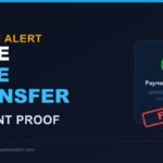 Warning graphic showing a fake wire transfer proof used in a scam