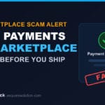 Warning graphic: fake payment scams targeting Facebook Marketplace sellers — spot it before you ship